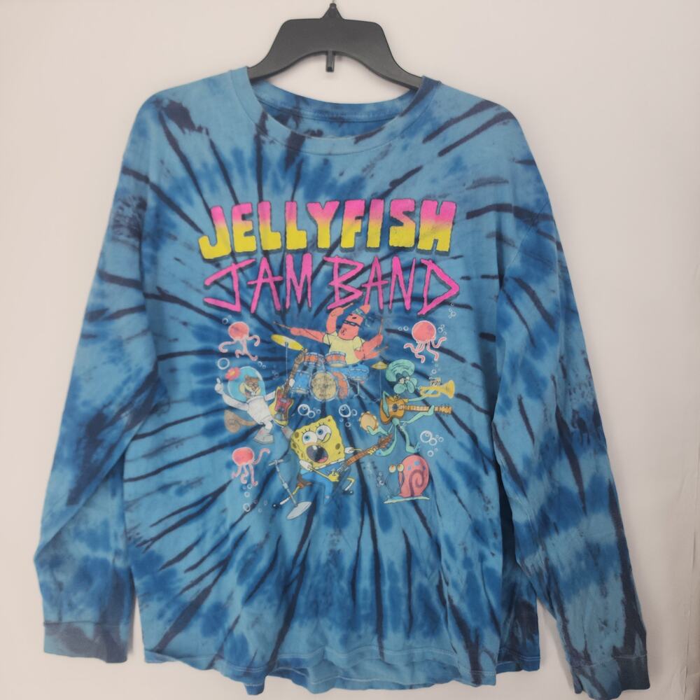 SpongeBob SquarePants Jellyfish Jam Band Tie-Dye Long Sleeve T-Shirt Blue L
